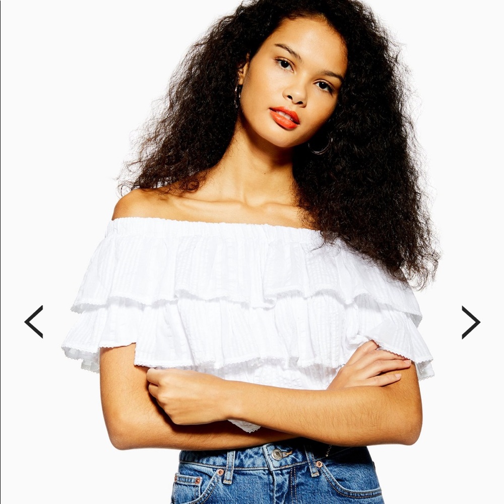 Crinkle Bardot top- never worn new with tags